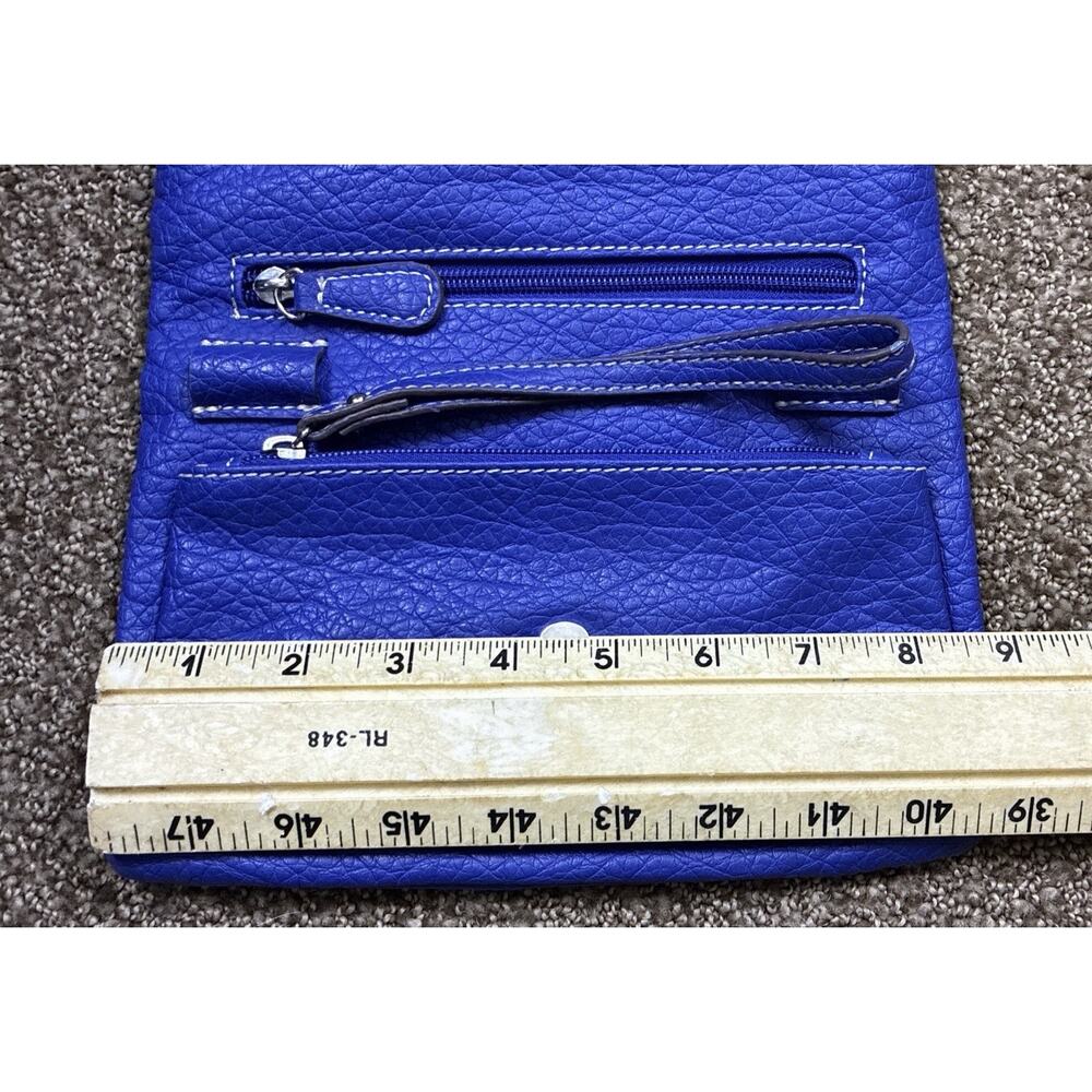 Vtg Nine W. Royal Blue Pebble Leather Folding Wristlet Zip Pkts - Picture 8 of 9